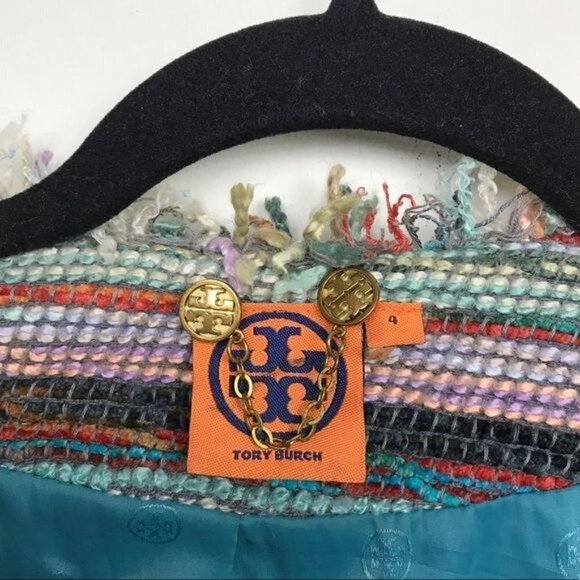 Tory Burch Abageil Yarn Knit Textured Tweed Jacket Size 4 - Picture 8 of 14